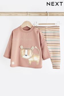Rust Brown Lion Baby T-Shirt And Leggings 2 Piece Set (285741) | SGD 23 - SGD 27