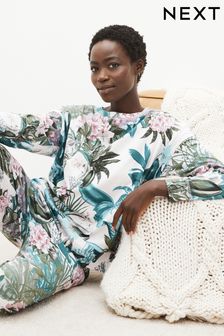 Ecru Floral Cotton Long Sleeve Pyjamas (286121) | €39