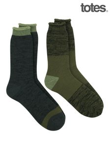 Totes Green Mens 3.0 TOG Brushed Inside Thermal Socks (Twin Pack) (286127) | €22