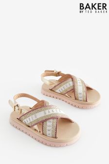 Baker by Ted Baker Girls Woven and Metallic Wedge Sandals