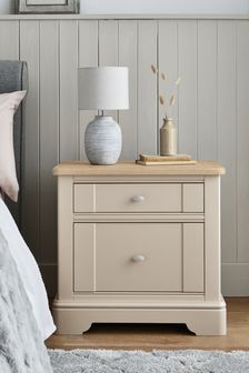 Stone Hampton Country Collection Luxe Painted Oak 2 Drawer Wide Bedside Table (286301) | €460