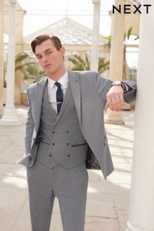 Grey Slim Slim Fit Trimmed Herringbone Suit (286521) | €85