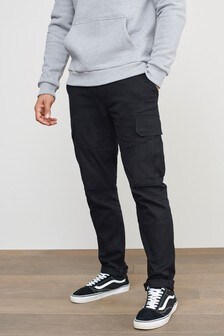 Black Slim Fit Cotton Stretch Cargo Trousers (286766) | €32