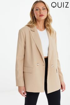 Quiz Brown Woven Oversized Double Breasted Tailored Blazer (287271) | 127 SAR