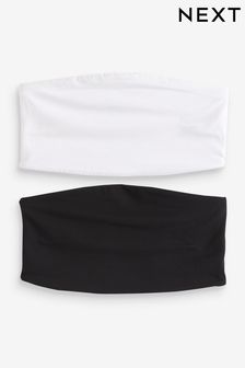 Black/White Cotton Rich Bandeau Boobtube Tops 2 Pack (287658) | NT$370
