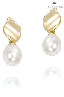 Ivory & Co Gold Osaka Modern Pearl Drop Earrings (288469) | ₪ 140