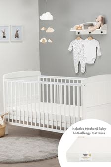Cuddleco White Juliet Cot Bed With Mother & Baby First Gold Foam Mattress (288573) | €353