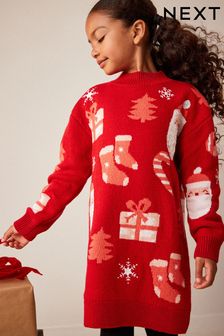 Rojo - Vestido navideño estilo suéter (3-16 años) (288683) | 30 € - 37 €