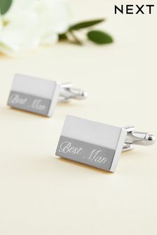 Silver Tone Best Man Engraved Wedding Cufflinks (288799) | AED67