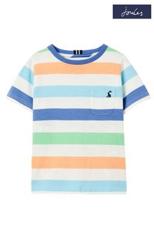 Joules White Laundered Stripe Short Sleeve Laundered Stripe T-Shirt 2-12 Years (289068) | DKK122 - DKK159
