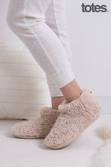 Totes Ladies Faux Fur  Short Boot Slippers