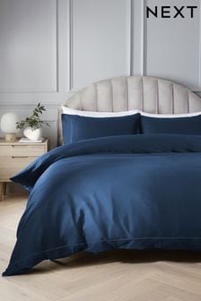 Navy Collection Luxe 300 Thread Count 100% Cotton Sateen Satin Stitch Duvet Cover And Pillowcase Set (289338) | 13.50 BD - 26 BD