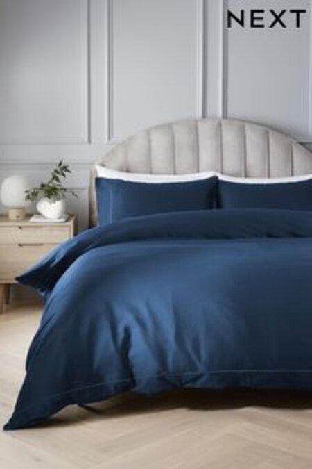 Navy Collection Luxe 300 Thread Count 100% Cotton Sateen Satin Stitch Duvet Cover And Pillowcase Set (289338) | 45 € - 87 €