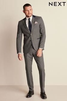 Grey Slim Fit Trimmed Texture Suit Jacket (289388) | LEI 558