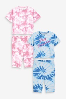 2 Pack Printed Tie Dye Longline Short Pyjamas (9mths-12yrs)