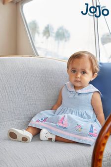 JoJo Maman Bébé Blue Sailboat Baby Dress With Knickers (290222) | €21