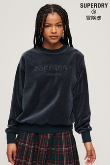 藍色 - Superdry Superdry Velour Graphic Boxy Crew Sweatshirt (290313) | NT$2,560
