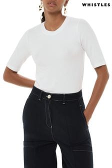 Camiseta básica blanca de canalé de Whistles (291509) | 64 €