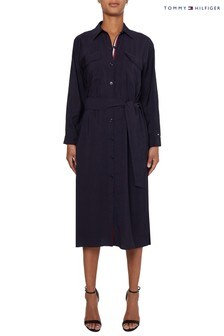 Tommy Hilfiger Blue Twill Midi Shirt Dress (291679) | €95
