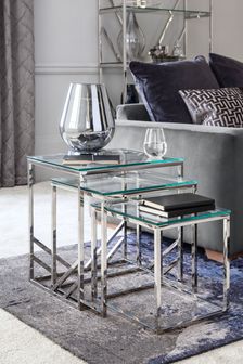 Cailin Glass Nest of 3 Side Tables (291703) | €430