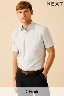 Синий - Обычный крой - Набор из 2 рубашек с короткими рукавами из легкой в уходе ткани (291789) | €34