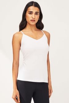 White V-Neck Thin Strap Vest (292241) | $10
