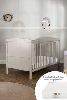 Cuddleco Grey Juliet Cot Bed With Mother & Baby Rose Gold Spung Mattress (292784) | €377