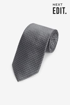 Szary - Jedwabny krawat z teksturą (292982) | 44 zł