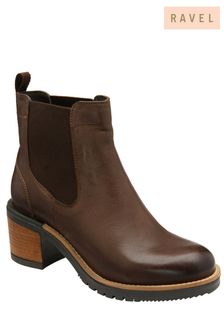 Ravel Tan Brown Leather Cleated Sole Ankle Boots (293069) | €126