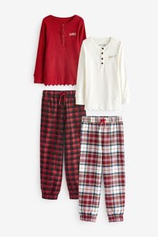 Red/Cream 2 Pack Woven Pyjamas (3-16yrs) (293447) | AED107 - AED139