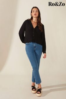 Ro&Zo Tie Hem Black Shirt (293467) | 185 zł