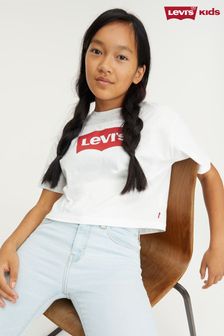 Levi's® White High Rise Cropped Batwing Logo T-Shirt (293598) | AED111 - AED128