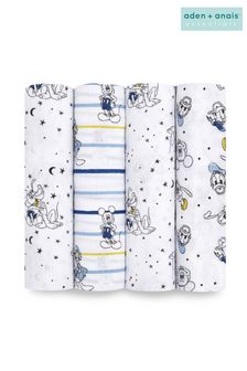 aden + anais White Essentials Disney Mickey Stargazer Muslin Blankets 4 Pack (293607) | kr389