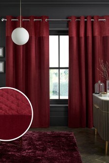 Red Velvet Quilted Hamilton Top Panel Eyelet Lined Curtains (293647) | ₪ 149 - ₪ 310