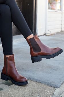 Chocolate Brown Regular/Wide Fit Forever Comfort® Chunky Chelsea Boots (294153) | ₪ 212 - ₪ 222