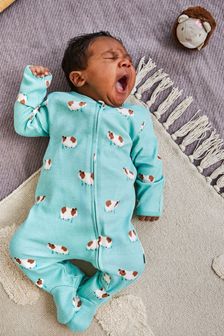 JoJo Maman Bébé Print Zip Cotton Baby Sleepsuit