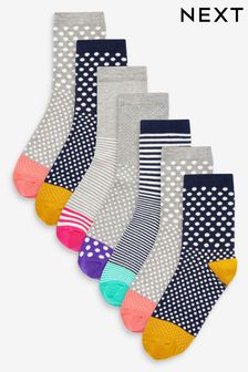 Spot Stripe  Ankle Socks 7 Pack