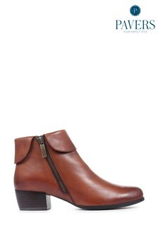 Pavers Tan Cognac Leather Ladies Ankle Boots (295440) | $91