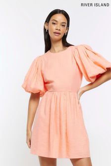 River Island Pink Coral Button Back Mini Dress (295550) | €29