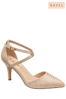 Ravel Gold Strappy Diamante Court Shoes
