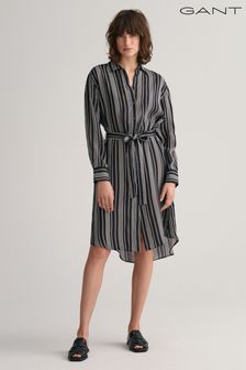 GANT Relaxed Fit Striped A-Line Shirt Black Dress