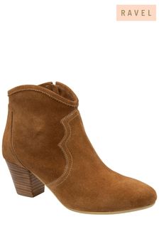 Ravel Suede Leather Block Heel Ankle Boots