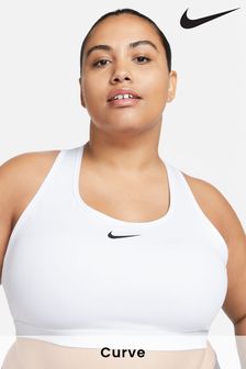 White - Nike Curve Swoosh Medium Support Sports Bra (296264) | kr730