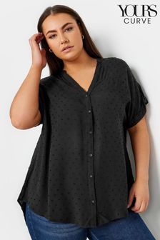 Yours Curve Charcoal Black Half Placket Blouse (296506) | OMR13