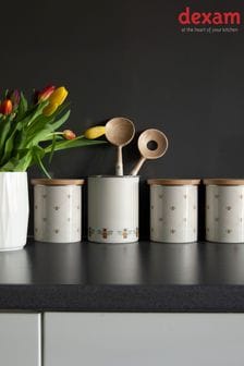 Dexam Set of 3 Cream Bees Knees Tea, Coffee & Sugar Storage Jars plus Utensil Holder (296801) | €87