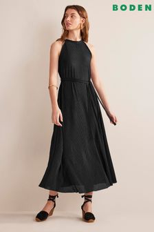 Boden Black Jersey Plissé Maxi Dress (296815) | 252 zł