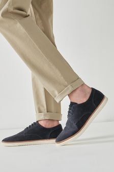 Navy Blue Cupsole Derby Shoes (297026) | $64