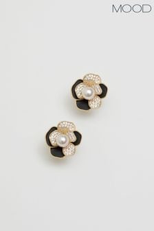 Mood Gold Tone Pearl Flower Stud Earrings (297191) | €32