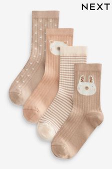 Neutral Cream 4 Pack Cotton Rich Character Ankle Socks (297619) | $19 - $25