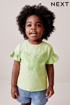 Pale Green Crochet Butterfly 100% Cotton T-Shirt (3mths-7yrs) (297787) | $10 - $14